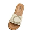 thumbnail image 4 of Sandalias deslizantes a la moda para mujer, Fiesta al aire libre, suelas antideslizantes, Zapatillas de casa para mujer, Sandalias planas, zapatillas Blanco Largo 24cm, 4 of 8