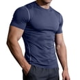 thumbnail image 3 of Jinhomg Men's Compression Shirts Short Sleeve Workout Gym T-Shirt Cool Running Tops Soft Comfy Base Layer Athletic Undershirts Sportswear Navy,XXXL, 3 of 7