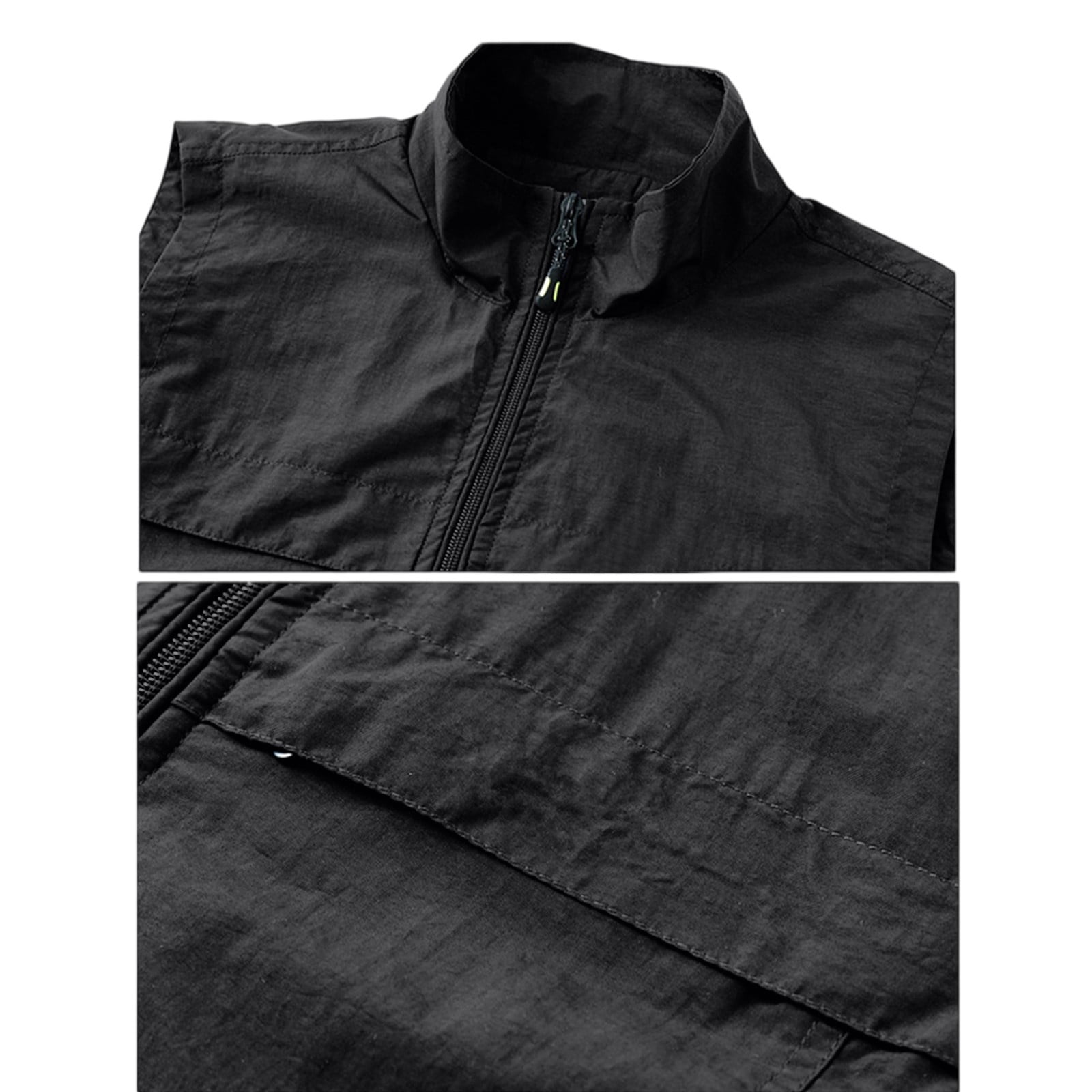Men's Lightweight Windproof Golf Vest - Softshell Sleeveless Sports Jacket with Zipper Pockets, Breathable Outdoor Utility Vest for Running, Hiking, Fishing & Traveling (Black, M)