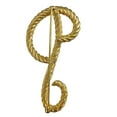thumbnail image 2 of Large Script Gold Tone Twisted Rope Initial "P" Pin Brooch, 2 of 2