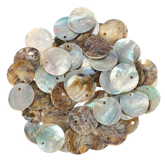 Uxcell 65Pcs Capiz Shells, 1.5cm/0.6" Round Natural Shells with 2 Holes for Seashell Wind Chimes Curtain Shell Garland DIY Jewelry Craft Wedding Home Decoration, Natural