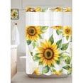 thumbnail image 6 of No Hook Shower Curtain with Snap in Liner, Summer Sunflower Yellow Floral Waterproof Bath Curtain Double Layers with See Through Top Window, Green Leaves Plant Hotel Shower Curtains 60x72in, 6 of 9