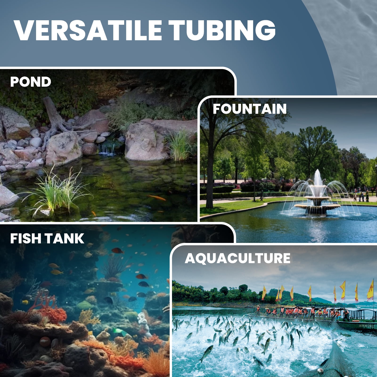 3/8 inch Self Sinking Aeration Hose, 100 Feet Weighted Pond Aerator Tubing with 4 Stainless Steel Hose Clamps and 4 Menders used for Pond, Lake, Water Garden (100FT)