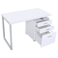 thumbnail image 4 of White Contemporary Desk - Metal & Wood Materials - In Work Environments - Durable Workspace, 4 of 6