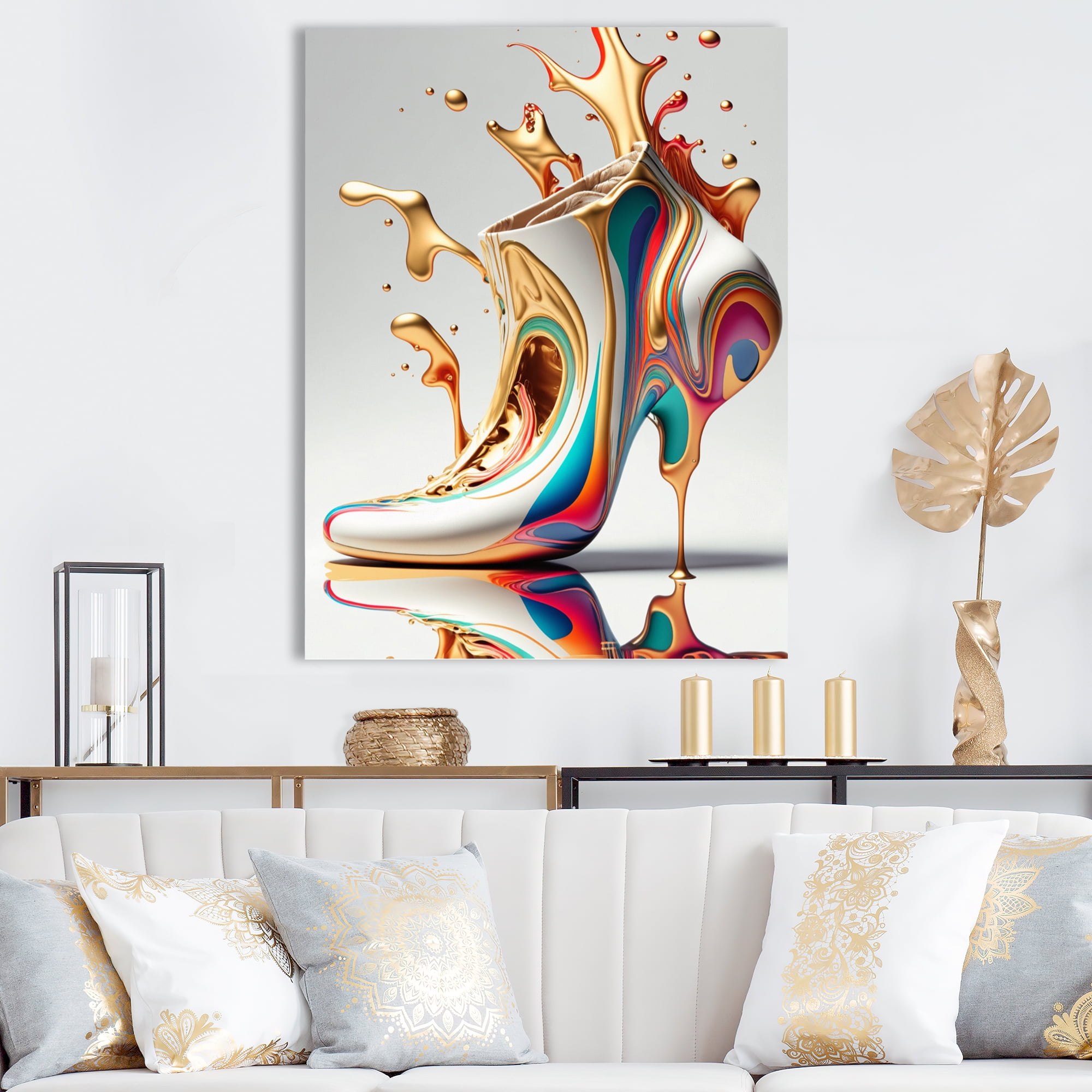 Designart Retro Art Deco High Heel Shoe III Canvas Wall Art