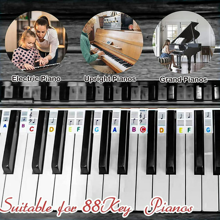 2 PCS 88 Touches ÉTiquettes de TOUCHES de Piano Amovibles