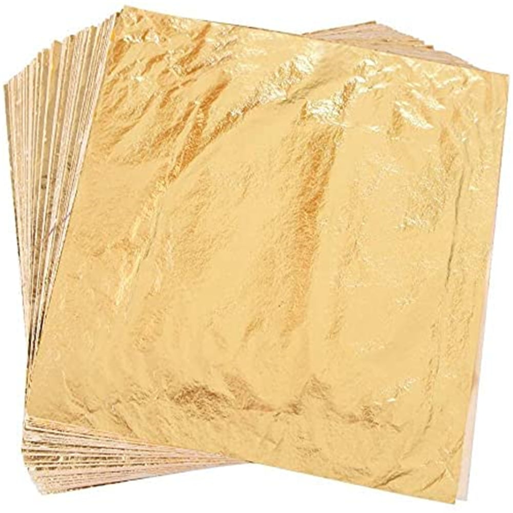 100 Sheets Imitation Gold Sliver Copper Leaf Sheet Foil Paper Gilding Craft Deco 