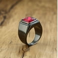 thumbnail image 4 of Men's Stainless Steel Gold/Silver/Black Plated Ring with Square Gemstone Multicolor Stone, 4 of 14
