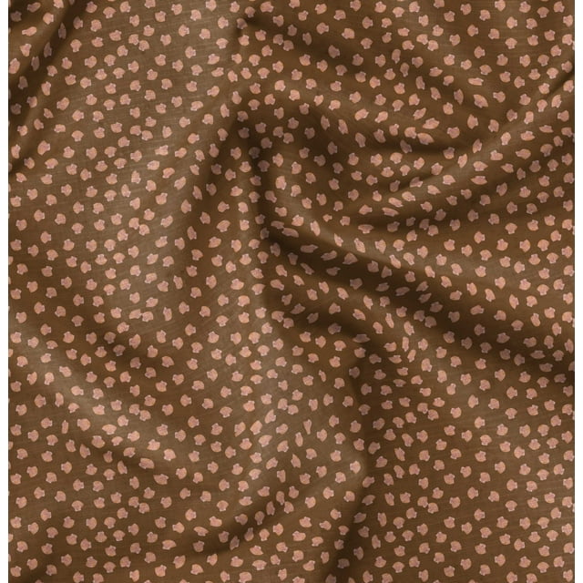 Soimoi Brown Cotton Cambric Fabric Shells Ocean Printed Fabric 1 Yard 42 Inch Wide