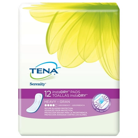 - Tena Incontinence Pads, InstaDRY Heavy, Regular, 12 Ct