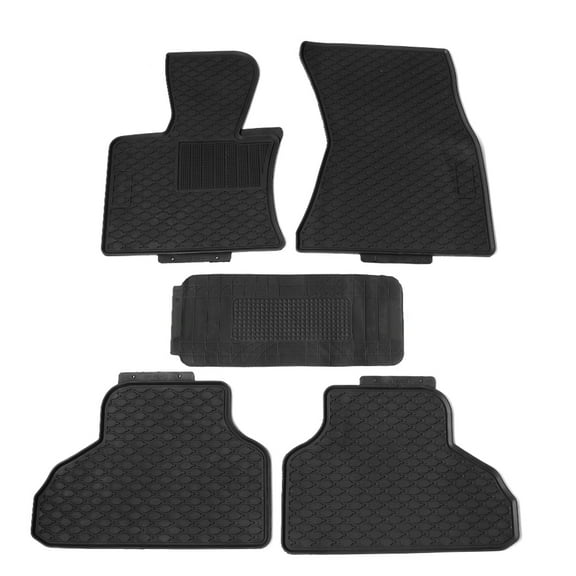 Ikon Motorsports Compatible with 14-18 BMW F15 X5 Latex Rubber All Weather Floor Mat Carpet OE Factory Style Front Rear Black