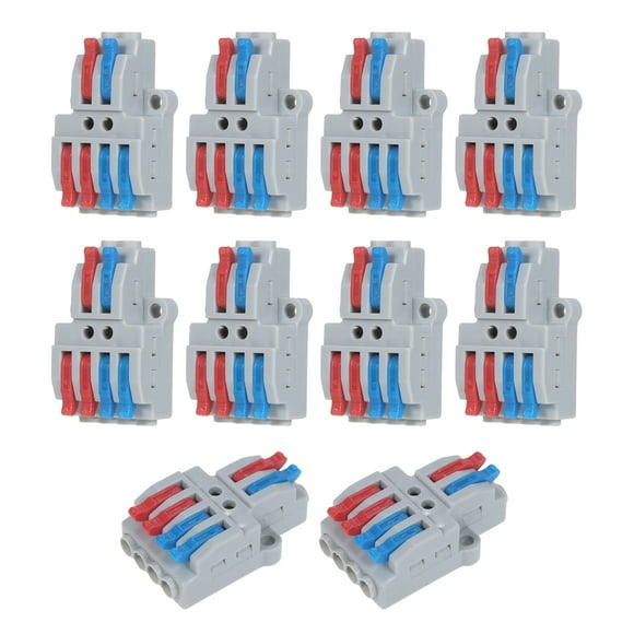 Amdohai 10pcs Wire Connectors Butt Terminals Cable Connector Set Lever Lock Connectors Universal Wiring Cable Connector Fast Push-in Conductor Terminals T-Type with Mounting Holes