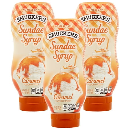 Caramel Apple Topping - Smuckers Sundae Caramel Syrup, 20 Oz Bottle (3 Pack)