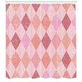 thumbnail image 3 of Pink Shower Curtain, Shades of Pink for Vintage Weathered Background with Harlequin Pattern Diamond Shape, Fabric Bathroom Set with Hooks, 69W X 70L Inches, Multicolor, by Ambesonne, 3 of 3