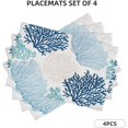thumbnail image 3 of Summer Coral Placemats Set of 4 Blue Turquoises Ocean Coral Linen Table Place Mat Non-Slip Heat Resistant Nautical Sea Marine Place Mats for Home Kitchen Dining Table, 12"x18", 3 of 6
