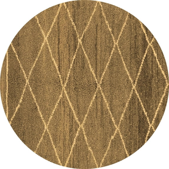 Ahgly Company Indoor Round Abstract Brown Modern Area Rugs, 3' Round