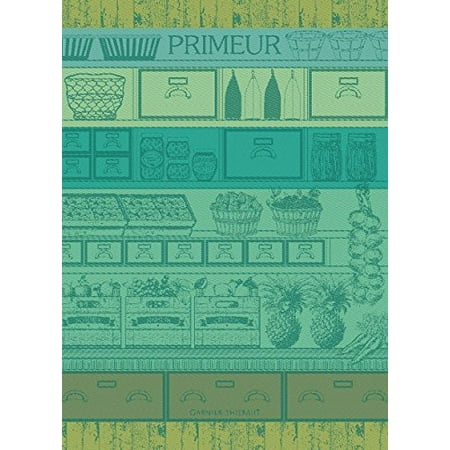 Garnier Thiebaut Towel - Garnier Thiebaut, Primeurs Vert (Early Fruit & Vegetables, Green) Woven French Kitchen / Tea Towel, 100 Percent Cotton, 100% Cotton By GarnierThiebaut