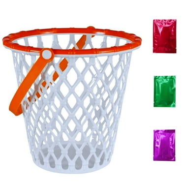 Basketball Hoop Ring Style Easter Basket, 7.25in Lightweight Multipurpose Toy Bucket Party Favors All Star Play Home Organizer & Bonus Snoep in Beperkte Oplage