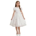 thumbnail image 1 of Jowowha Robe en Tulle Blanche pour Filles Manches Courtes Mariage Concours Fête Communion Robe Formelle Blanche 12, 1 of 7