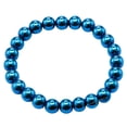 thumbnail image 3 of Blue Peacock Hematite Bracelet - 8mm Beaded Stretch Bracelet and Healing Stones, 3 of 6