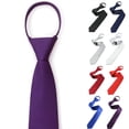 thumbnail image 3 of Men Boys Zipper Tie Solid Pre-tied Business Skinny Necktie Party Wedding Club Suit Neckwear, 3 of 9