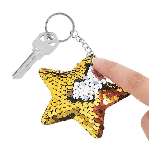 Star Student Flipping Sequin Keychain - Party Favors - 12 Pieces