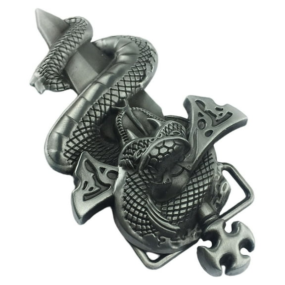 OFFIGAM Grey Alloy Men's Cross Belt Buckle Quick Release Casual Waist Belt Buckle for Everyday Use and Decoration