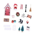 thumbnail image 2 of Juego de puerta de hadas y elfos navideños para casa de muñecas, escala 1:12, manualidades, banco y valla. Rojo, 2 of 9