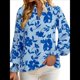 thumbnail image 1 of Blusa de Estilo Bohemio con Cuello en V y Mangas Largas, Estilo Floral, Informal, Holgada, de Verano, con Mangas Abullonadas para Mujer. Azul M, 1 of 6