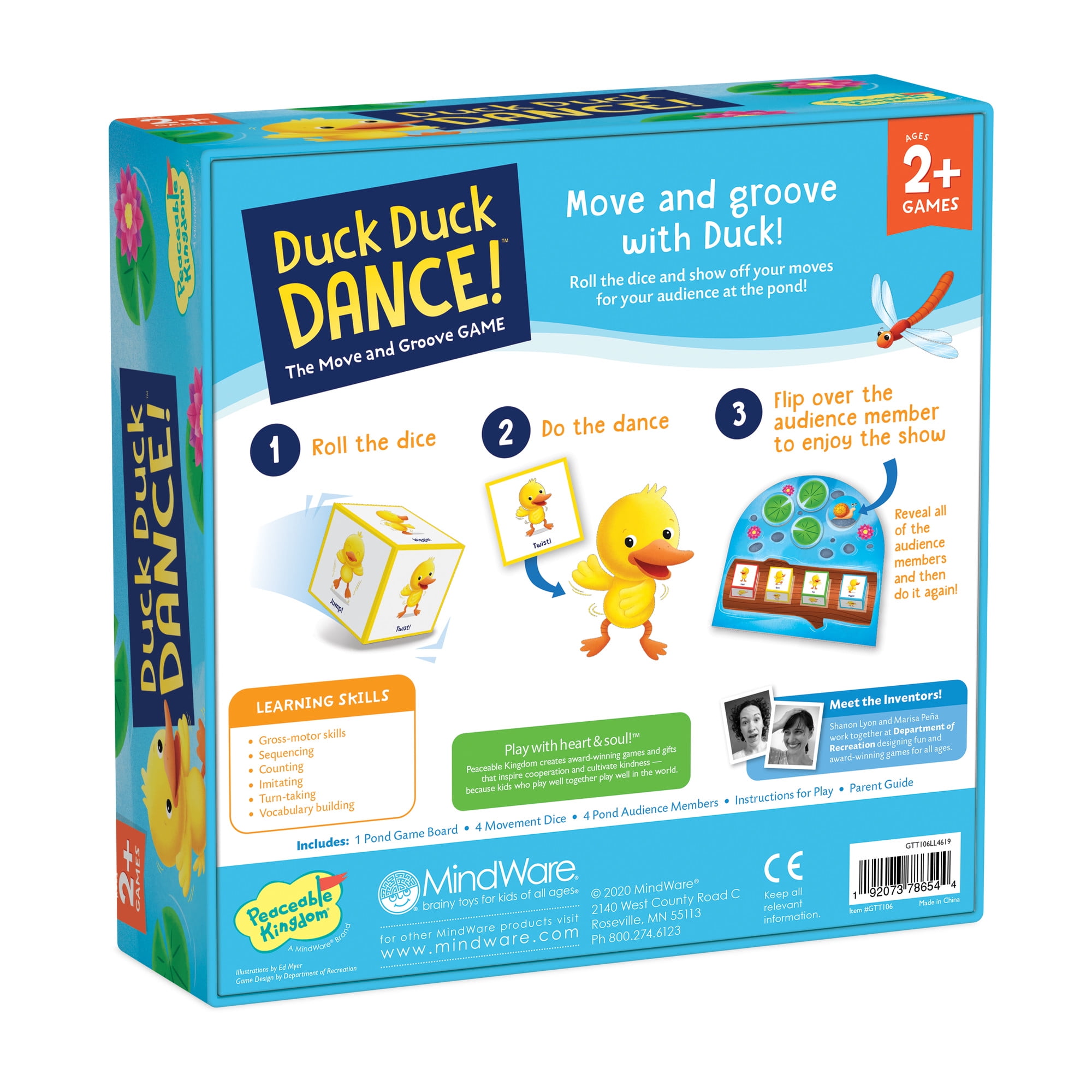 MindWare Peaceable Kingdom Games for Parents & Their 2-Year-olds: Duck Duck Dance, Toddler & Preschool Board Game of Moving Your Body & Following Directions