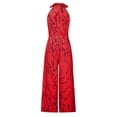thumbnail image 4 of Zunfeo Women's Jumpsuit Sexy Halter Rompers on Clearance Wide-Leg Printed Fashion Slim High Waist Pantsuits Red 12, 4 of 5