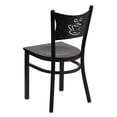 thumbnail image 4 of Flash Furniture 2 Pk. HERCULES Series Black Coffee Back Metal Restaurant Chair - Mahogany Wood Seat, 4 of 7