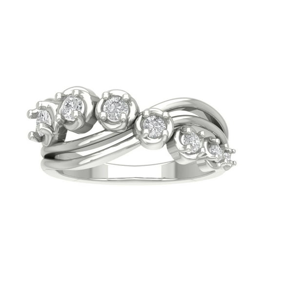 Araiya Sterling Silver Diamond Criss Cross Band Ring (1/2 cttw, I-J Color, I2-I3 Clarity), Size 7