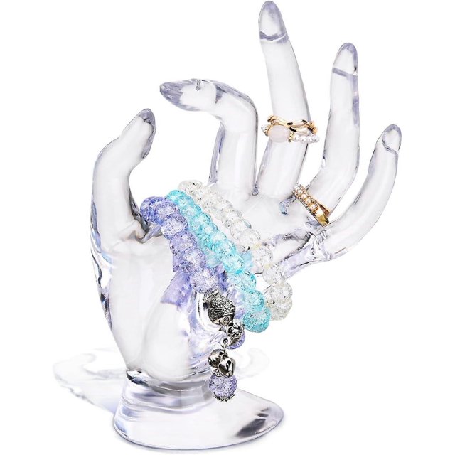 Jewelry Display Holder Plastic Mannequin Hand Jewelry Display Jewelry Hand Stand Necklace for Home Organization (Clear,1 Piece)
