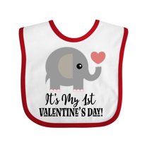 Inktastic 1st Valentines Day Baby Elephant Boys or Girls Baby Bib