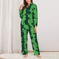 thumbnail image 2 of Sigee Green Stripes Of Watermelon for Women’s Pajama Sets Long-Sleeved Pjs Sets for Women 2 piece Sleepwear-Medium, 2 of 7