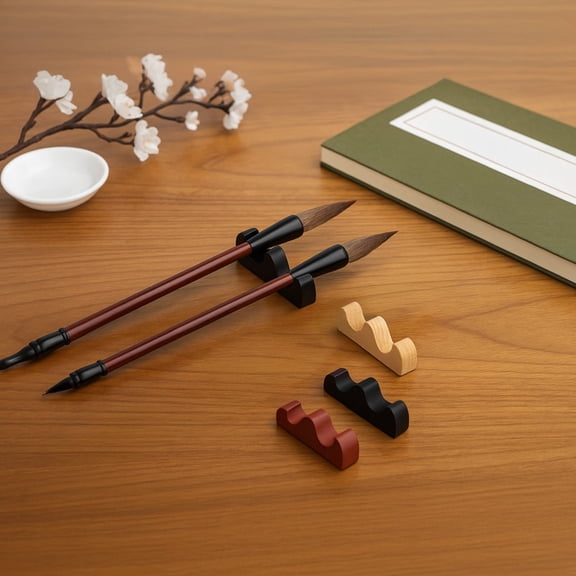 10 Pcs Wooden Brush Holder, Dual Slot Design for Markers, and Calligraphy Tools, Three Color Options, Ideal for Organizing, Compact and Space-Saving