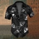 thumbnail image 4 of Camisas de calavera para hombre, camisas casuales de verano de manga corta para hombres, camisas de solapa vintage transpirables de gran tamaño para hombres y mujeres en blanco y negro, 4 of 5