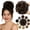 L-1PC-Dark Brown, variant on Light Silver Grey Large Messy Bun Hair Piece Wavy Curly Synthetic Chignon Ponytail Extensions Thick Updo Hairpieces for Women 1.94 oz