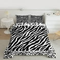 thumbnail image 2 of Feelyou Modern Zebra Print Full Size Comforter Sets for Teen, Black White Bowknot Bedding Comforter Set, Fashion Cheetah Leopard Reversible Bedding Sets, Ultra Soft Bedroom Decor, 3pcs, 2 of 8