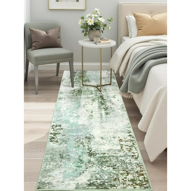 sasyxdc 3x5 Washable Rugs for Living Room Faux Wool Vintage Rug for Bedroom Dining Room Low Pile Soft Boho Floor Covering Carpet Retro Distressed Medallion Mat Traditional Interiors Bl