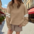 thumbnail image 2 of UJNDER Women's Color Block Drop Shoulder Crewneck Sweatshirt Long Sleeve Loose Fit Autumn Winter Khaki XL, 2 of 4