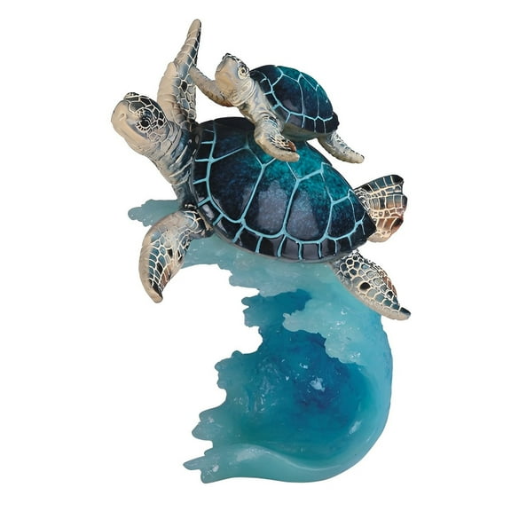 FC Design 8.75"H Sea Turtle with Baby Swimming on Wave Figurine Statue Sculpture Ornament Decoration Home/Room Decor and Unique Gift Ideas for Housewarming, Holidays and Birthdays