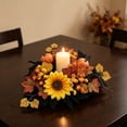 thumbnail image 5 of Artificial Flower Candle Ring Wreath for Wedding Centerpiece Table Decor Mini Floral Garland for Party Home Door Decoration Plastic Candle Holder Ring for Pillar Candles Lanterns Vases 1pcs, 5 of 6