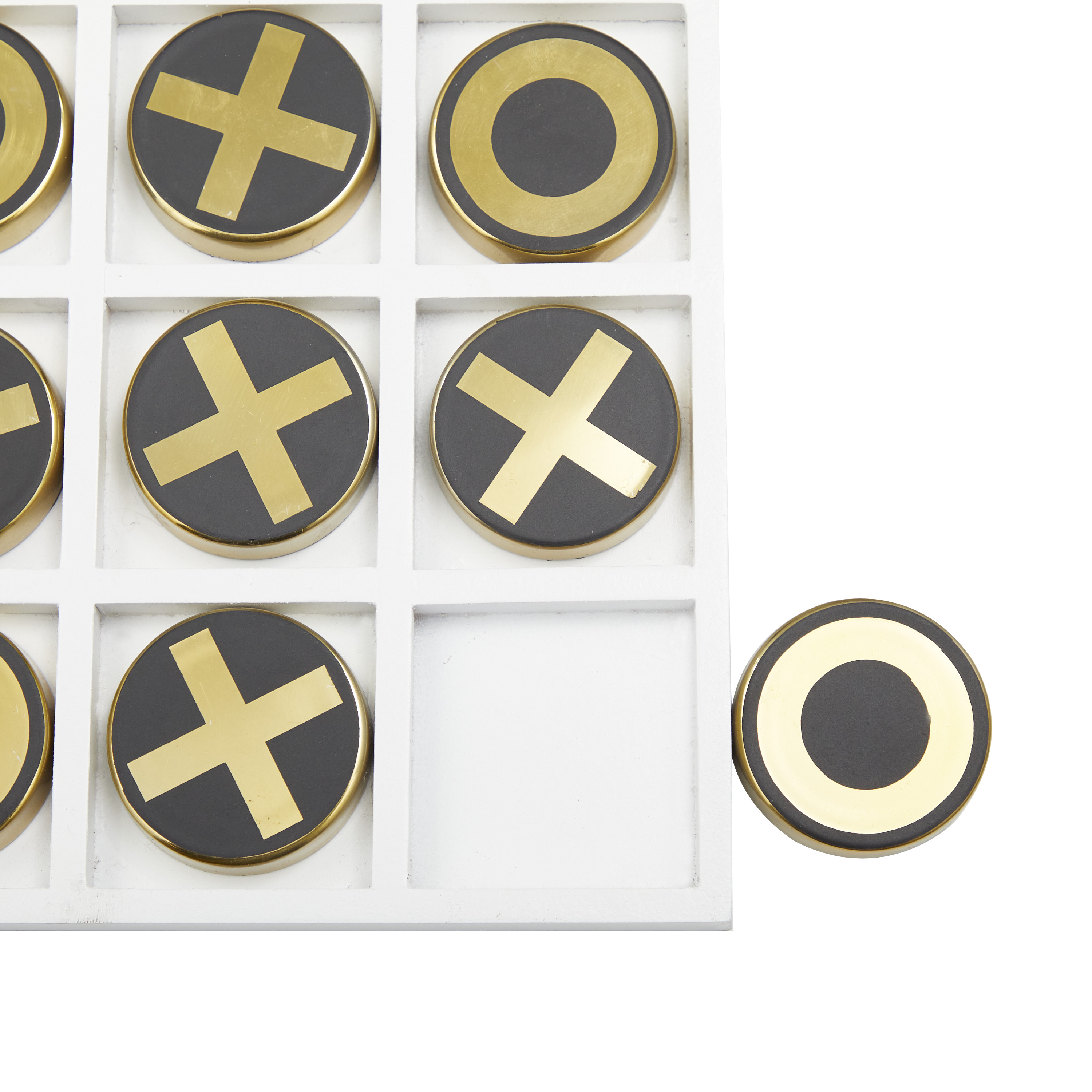 DecMode 8" x 1" Gold Stainless Steel Tic Tac Toe Game Set, 1-Piece