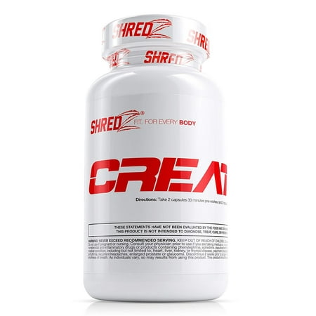 SHREDZ Creatine For Men, 120 Capsules, 30 Day Supply - Build Muscle, No Bloating, Boosted Performance, Increased Pump &