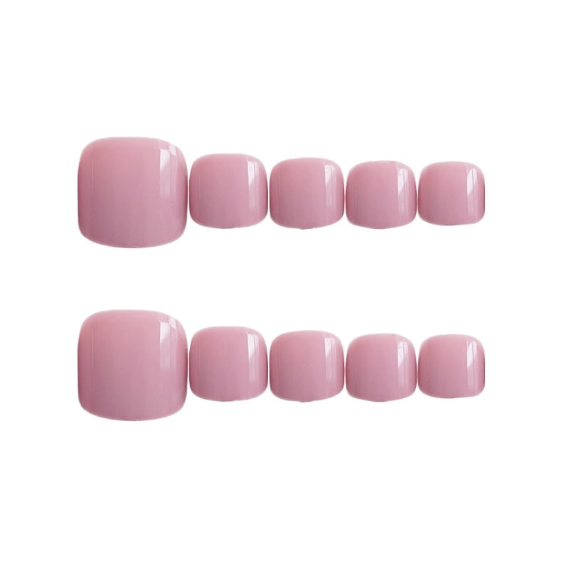 24pcs Lovely Light Pink Candy DIY Fashion Colors Short Toe Nails Acrylic False Toes Art Tips Fake Toenails