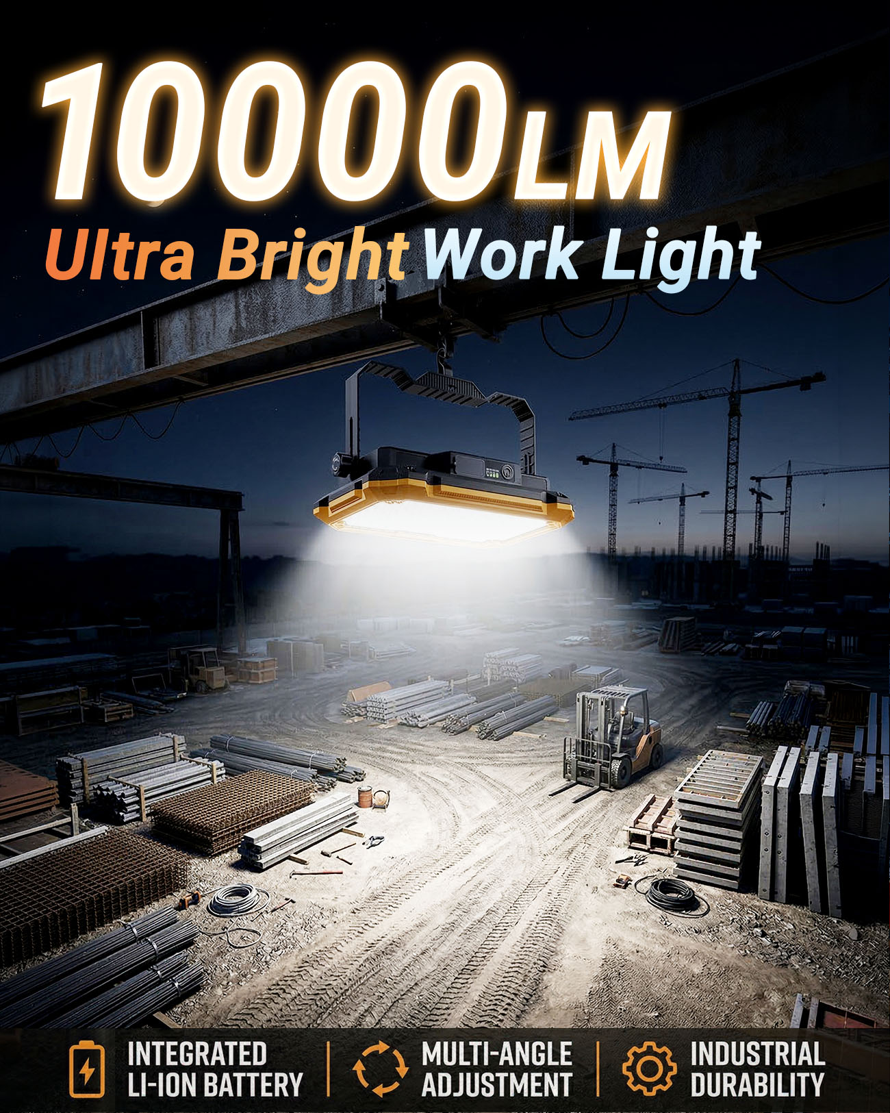 Lumdark Rechargeable LED Work Light 10000LM with Magnetic Base photo 2