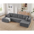 thumbnail image 2 of 132" U-Shape Modular Sectional Sofa,Modern Compressed Sectional Sofa,Corduroy Sleeper Sofa Couch for Living Room,Bedroom,Grey, 2 of 8