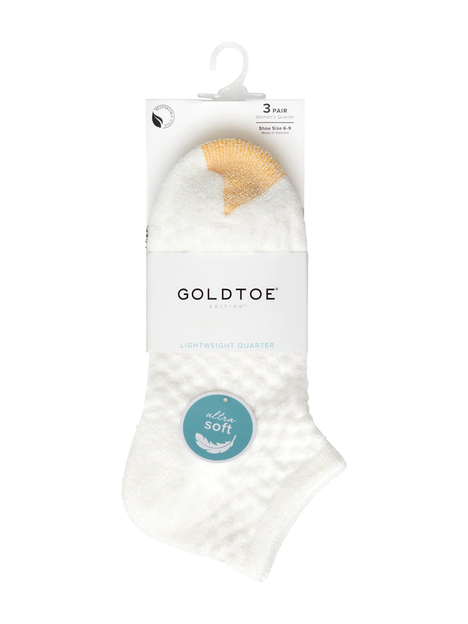 GoldToe Edition Women's Feather Dot Quarter Socks Assorted, 3 Pairs, Size 6-9